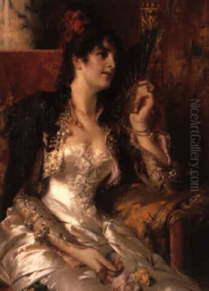 Senorita With A Fan by Conrad Kiesel