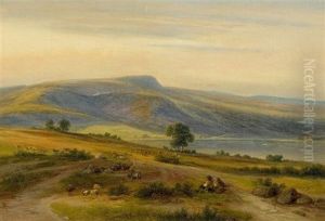 Weite Landschaft Mit Einem Hirten by Ferdinand Kiesling