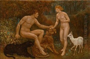 Adam Und Eva Im Paradies by Johann Paul Adolf Kiessling