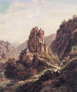 Blick Auf Die Burg Eltz An Einem Prachtvollen Sommertag by Karl Ferdinand Kiessling
