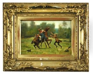 A Gentleman On Horseback Being Ambushed By Three Bandits