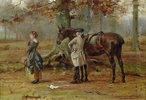 The Meeting; The Letter, A Pair by George Goodwin Kilburne