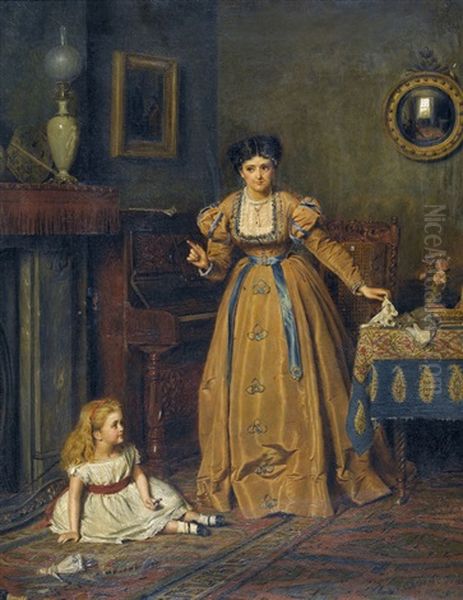 Burgerliches Interieur Mit Mutter Und Spielender Tochter - view 1