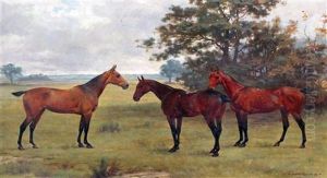 Portrait Of Three Horses by George Goodwin Kilburne
