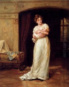 A Portrait Of The Artist's Wife With Their Baby Son by George Goodwin Kilburne