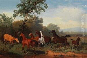 Horses In The Pasture by Friedrich Anton Kilp
