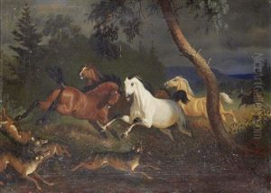 Wolves Attacking Wild Horses by Friedrich Anton Kilp