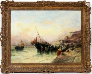 Boat Scene With Woman Washing Clothes by Sarah Louise Kilpack