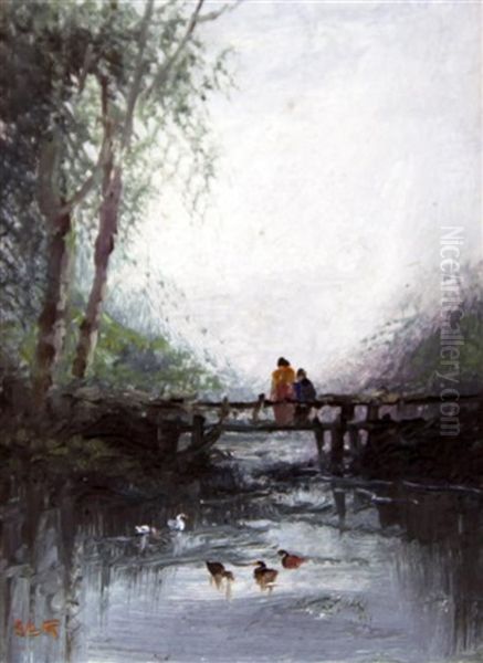 Figures On A Footbridge And In A Punt (pair) - view 1