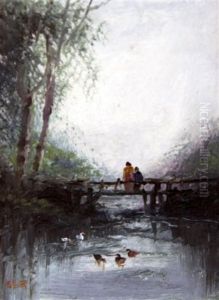 Figures On A Footbridge And In A Punt (pair) by Sarah Louise Kilpack