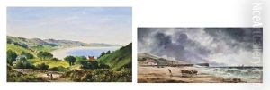 A Sunny Day, St. Brelade's Bay, Jersey (+ A Squall Approaching Rozel Bay, Jersey; Pair) by Sarah Louise Kilpack