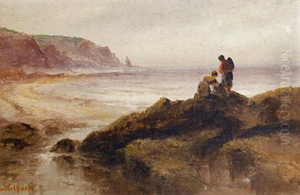 Gathering Seaweed (a Winter Sunset Scene, Smaller; 2 Works) - view 1