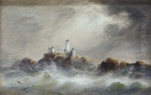 A Channel Island Lighthouse (la Corbiere?) by Sarah Louise Kilpack