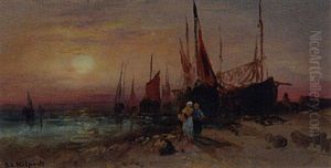 Fishing Boats At Sunset by Sarah Louise Kilpack