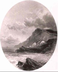 Figures On A Cliff Along The Coast by Sarah Louise Kilpack