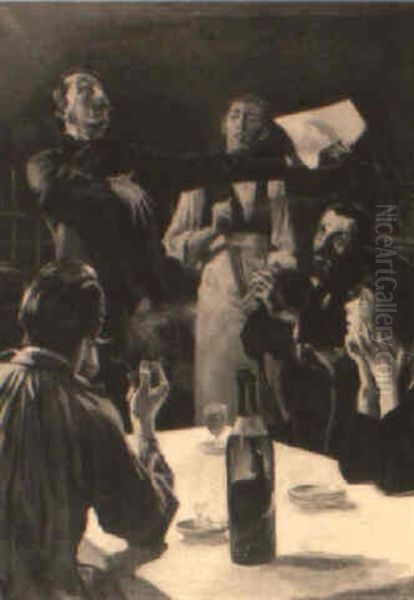 Man Reciting Poem In Darkened Restaurant - view 1