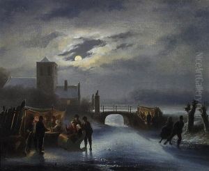 Eisvergnugen Im Mondenschein by Cornelis Kimmel