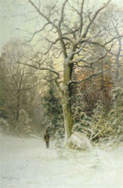 Vinterlandskap Med Jagare - view 1