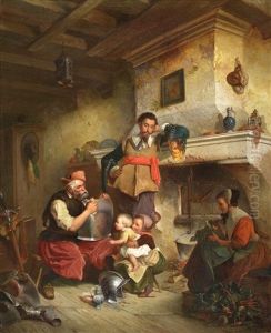 Escena De Interior by Adolph Diedrich Kindermann
