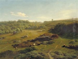 Cattle In An Extensive Summer Landscape by Jean Baptiste Kindermans