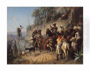Spanish Smugglers In The Pyrenees by Albert Kindler