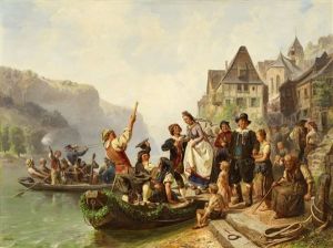 Hochzeitszug Am Rhein by Albert Kindler