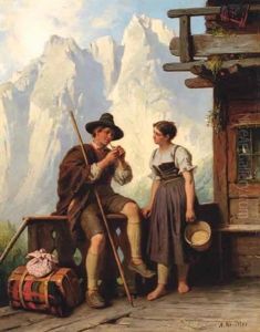 Sudtiroler Almszene. "der Lang Ersehnte Besuch" by Albert Kindler