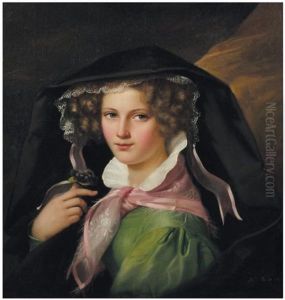 Portrait De Jeune Fille by Marie Adelaide (Adele) Kindt