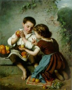 Children Playing With Fruit by Marie Adelaide (Adele) Kindt