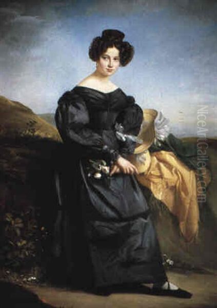 Portrait Of A Lady Sitting In A Landscape - view 1