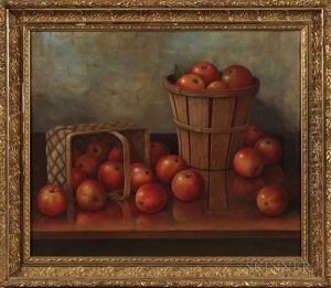 Still Life With Apples And Baskets by Albert Francis King
