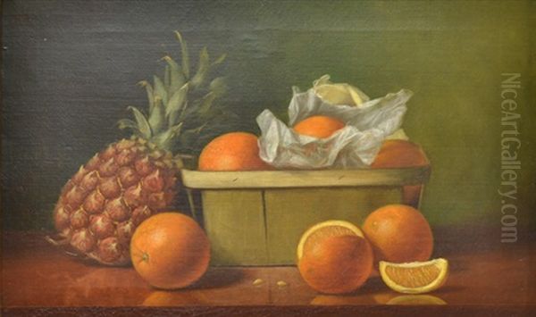 Oranges And A Pineapple In A Basket - view 1