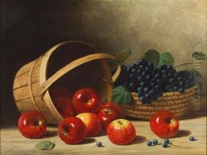 Still Life With Baskets, Apples And Grapes by Albert Francis King