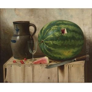 Still Life With Watermelon, Jug, And Knife by Albert Francis King