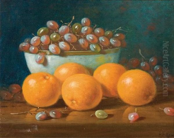 Bowl Of Grapes With Oranges - view 1