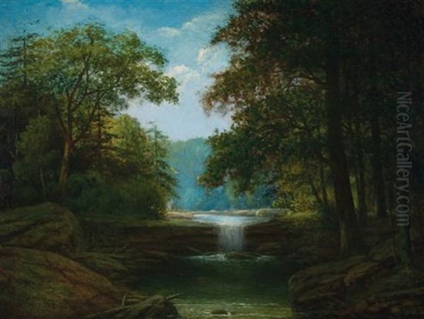 Waterfall In A Forest Interior - view 1