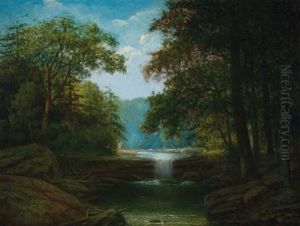 Waterfall In A Forest Interior