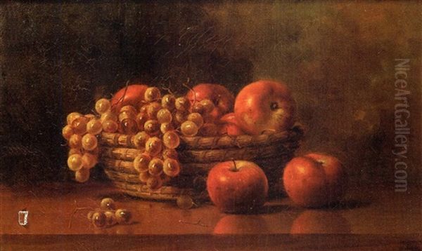 Still Life With Rye Basket Filled With Fruit - view 1