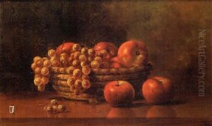 Still Life With Rye Basket Filled With Fruit by Albert Francis King