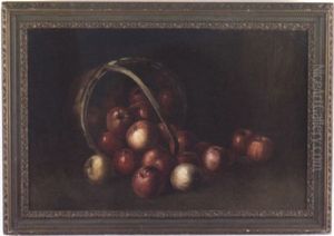 Still Life Of Apples In A Basket by Albert Francis King
