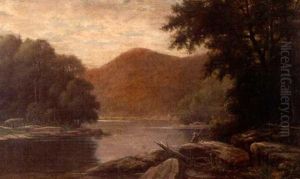 Western Pennsylvania River Landscape With A Figure by Albert Francis King