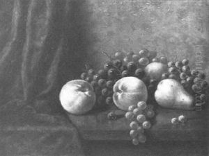 Still Life Of Grapes And Peaches