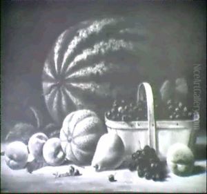 Still Life With Peaches, Blueberries And Mellons by Albert Francis King
