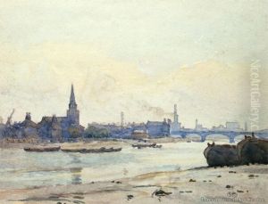 The River Thames, London 1932 by Alfred Ernest Baxter