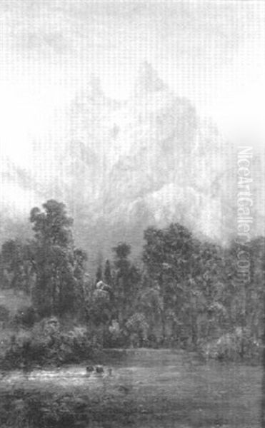 Adirondacks Landscape With Cattle Watering - view 1