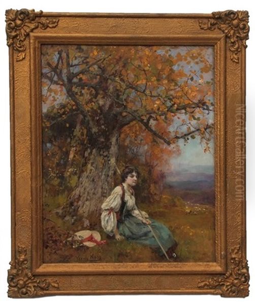 Shepherdess Resting Under A Tree - view 1