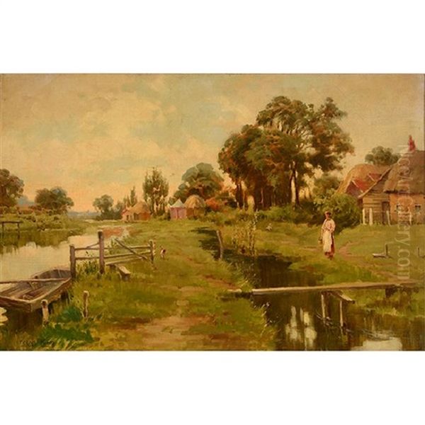 Moored Boat With Figure - view 1