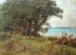 A Coastal Landscape With Sheep Grazing by Henry John Yeend King