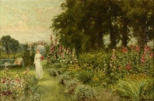 Jeune Femme Dans Le Jardin Au Printemps by Henry John Yeend King