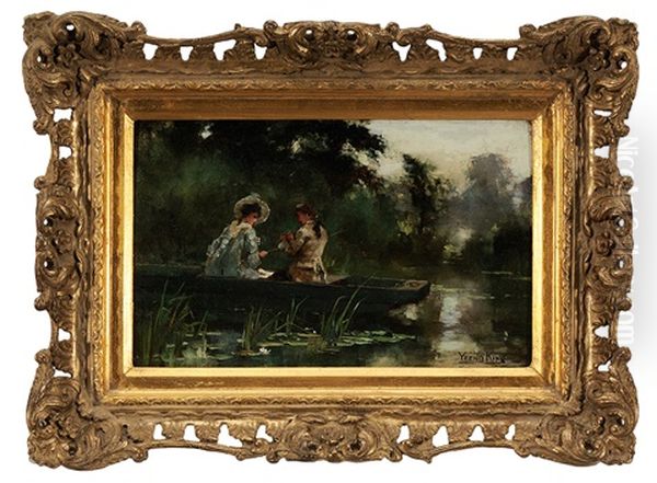 A Couple In A Boat Fishing - view 1